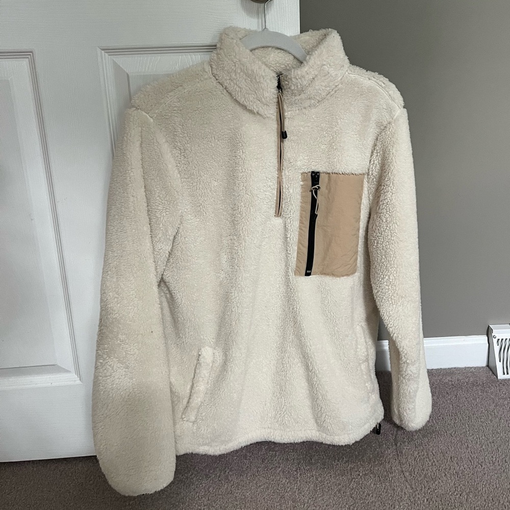 Pacsun White Fleece Zip-Up